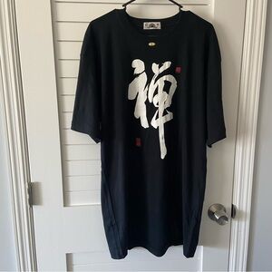 Japan Black Graphic Kanji God Tshirt Size 4L or XXL